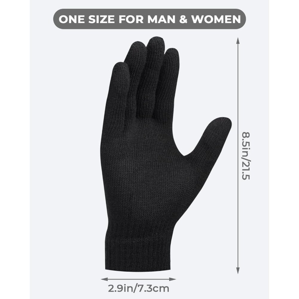 12 Pairs Winter Magic Gloves For Adult Men Women Warm Stretchy Knit Black Gloves View 2